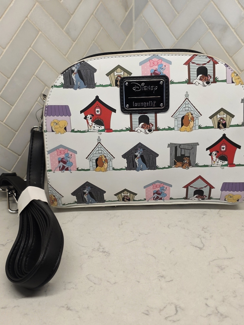 NWT Loungefly White Disney Lady and the Tramp Dog House Crossbody Bag